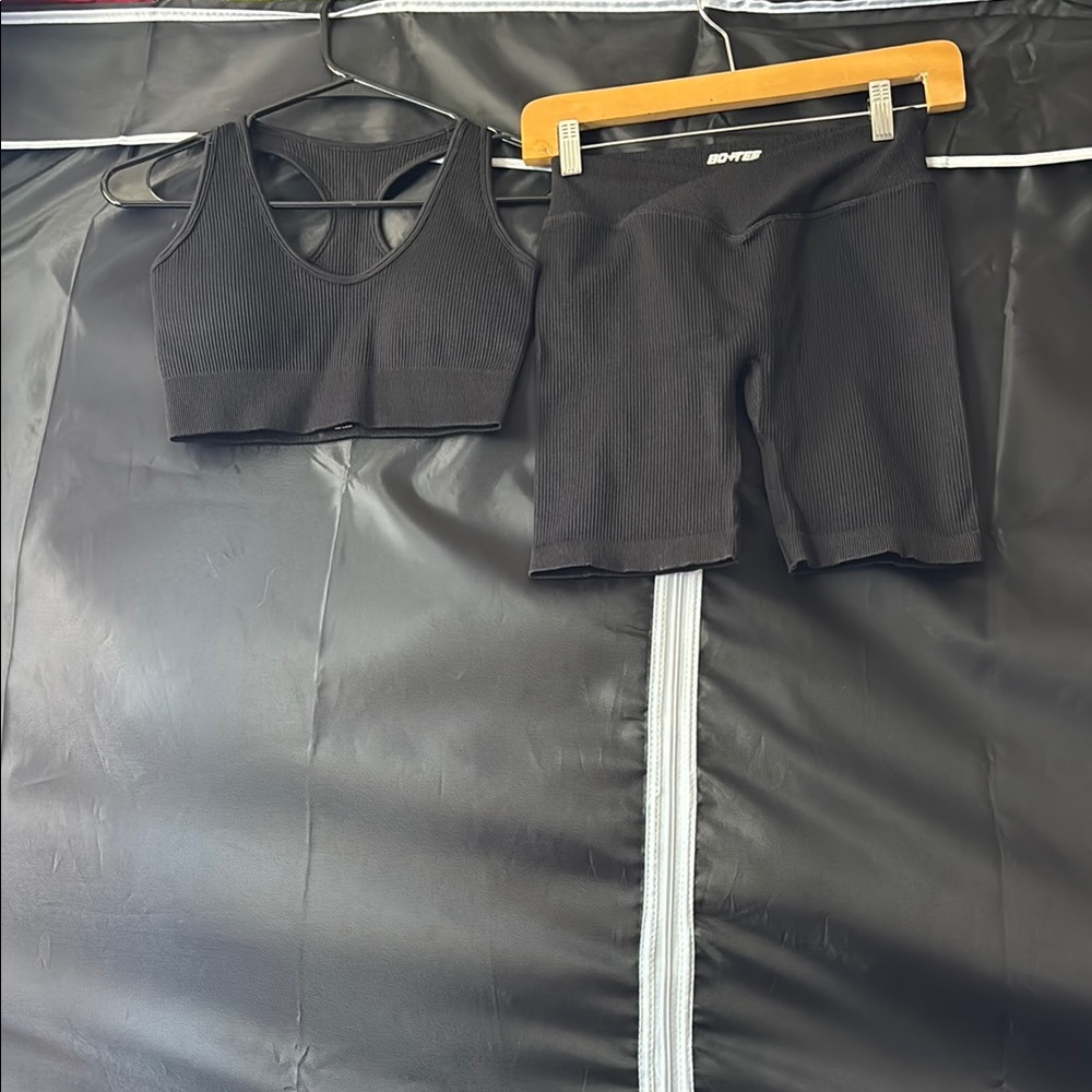 Never worn before Black Sports Bra and Shorts Set